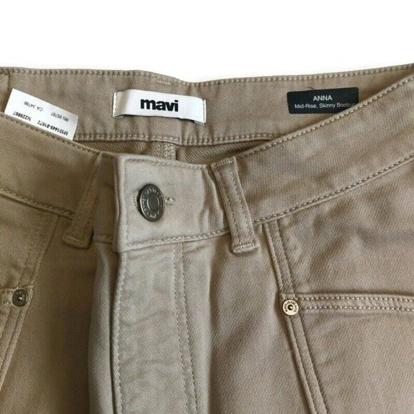 Mavi ANNA Mid Rise Skinny Bootcut Denim Jeans Womens 27 X 28 Tan Pants Sample - Picture 2 of 9